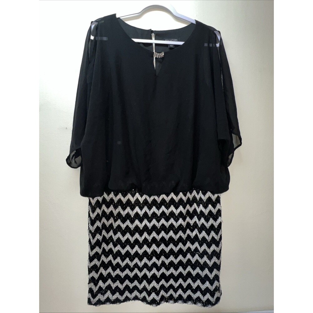 Perceptions New York Dress Black Silver and Gold Women size 18 Elegant